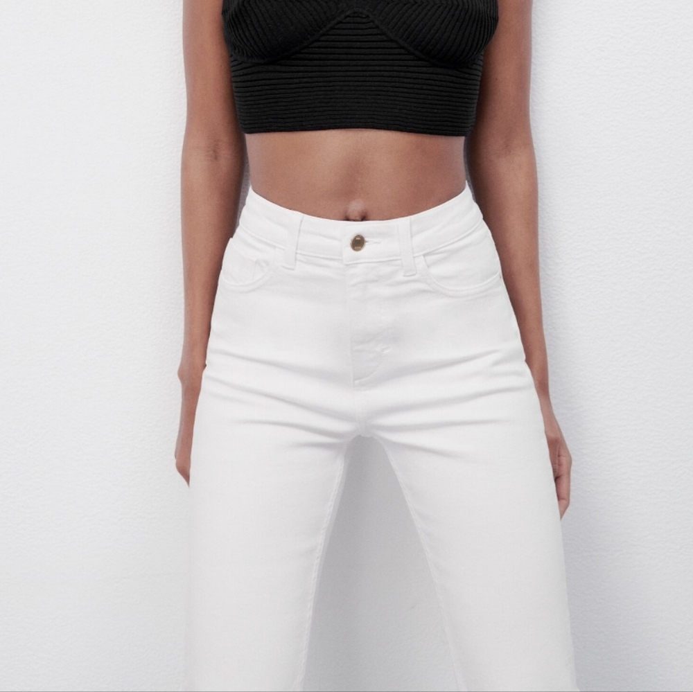 NWT Zara High Rise Mini Flare Leg Ankle Stretch Jeans, Size 4 - Picture 4 of 11